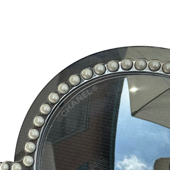 RARE Chanel Pearl Round Sunglasses - Silver, Gun Metal, Grey Mirrored Lenses main image 4